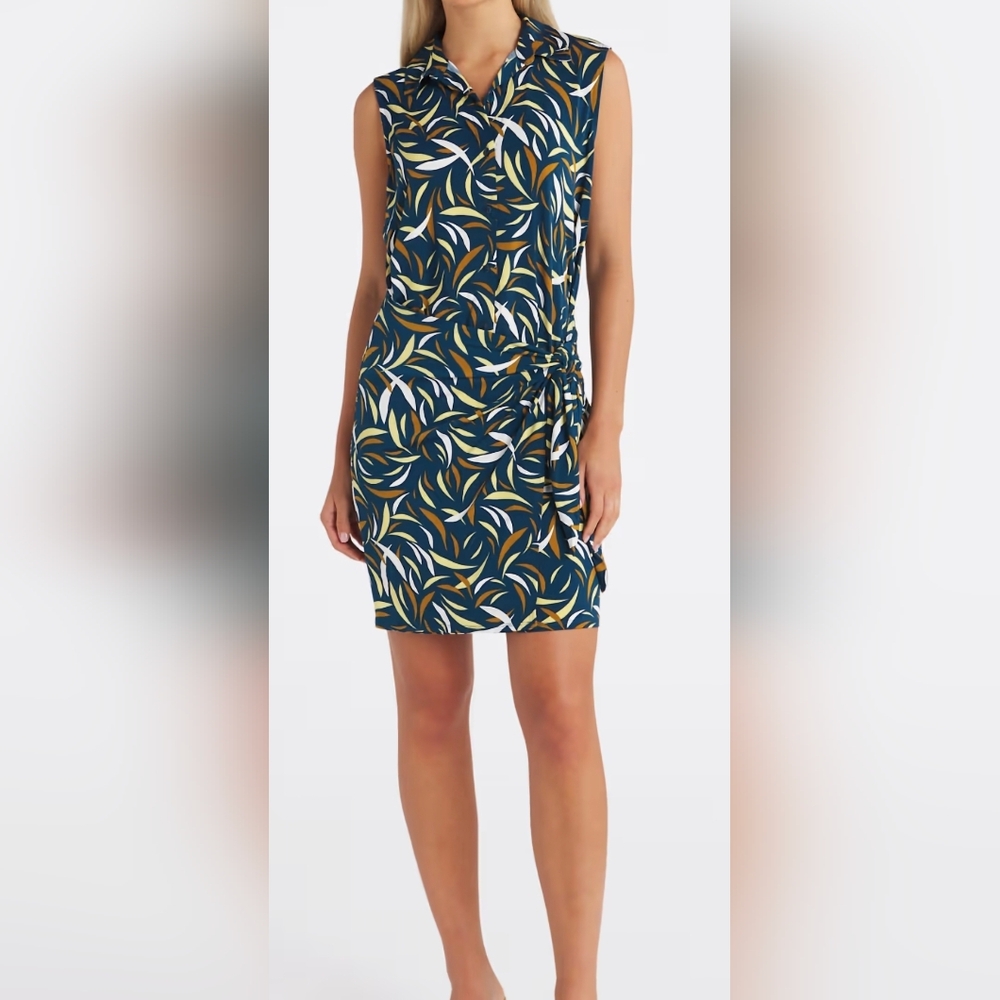Fortune + Ivy Elegant Mini Dress with Gold and White Pattern **NWOT
